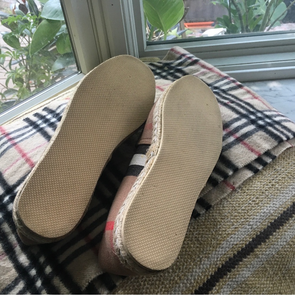 Burberry Beige, Black and Pink Nova Check Espadrille Flats - Picture 6 of 6